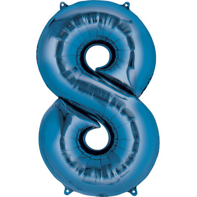34 Inch Blue Number 8 Helium Balloon image number 1