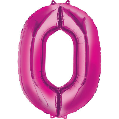 34 Inch Pink Number 0 Helium Balloon image number 1