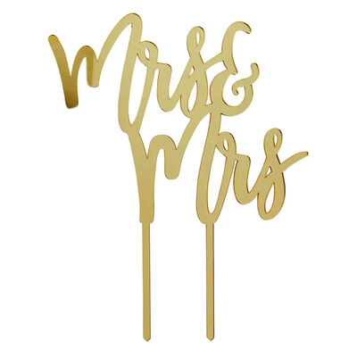 Gold Mrs & Mrs Cake Topper image number 1