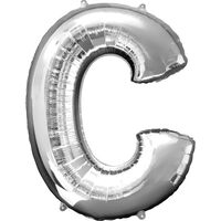 34 Inch Silver Letter C Helium Balloon