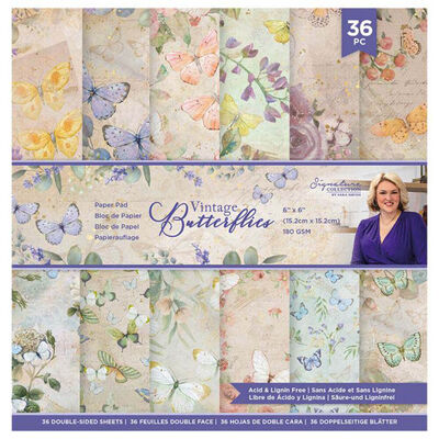 Sara Signature Vintage Butterflies Paper Pad: 6&rdquo; x 6&rdquo; image number 1