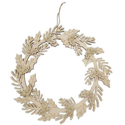 Holly and Ivy Wooden Wreath image number 1