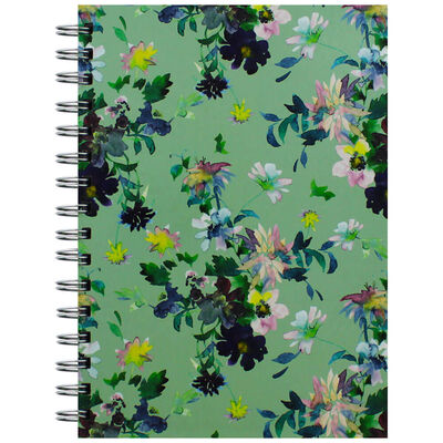 A5 Light Green Floral Wiro Notebook image number 1