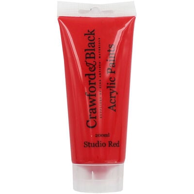 Studio Red Acrylic Paint: 200ml image number 1