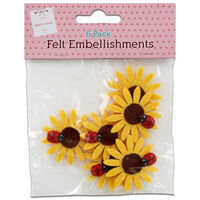 Felt Sunflower & Ladybird Embellishments: Pack of 6