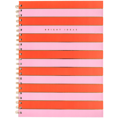 A4 Wiro Pink and Red Stripes Notebook image number 1