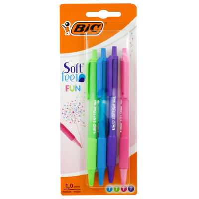 Bic Soft Feel Fun Retractable Ball Pens - 4 Pack image number 1