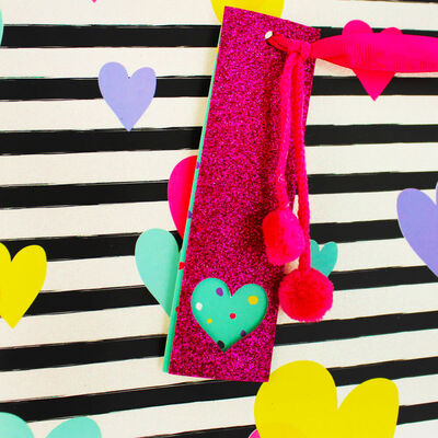 Large Stripes and Hearts Glitter Gift Bag image number 2