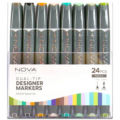 Nova Dual-Tip Designer Markers Nature: Pack of 24 image number 1