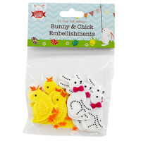 Self Adhesive Bunny and Chick Embellishments - 20 Pack