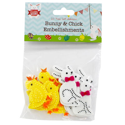 Self Adhesive Bunny and Chick Embellishments - 20 Pack image number 1