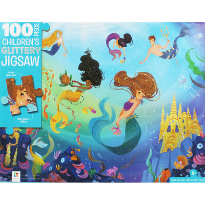 Mermaid Paradise 100 Piece Children's Glittery Jigsaw Puzzle image number 2
