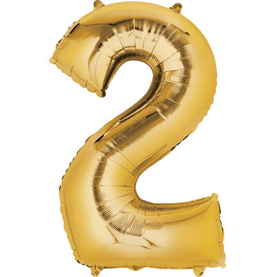 34 Inch Gold Number 2 Helium Balloon image number 1