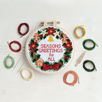 Cross Stitch Hoop Kit: Christmas Wreath