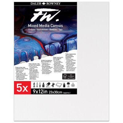 Daler Rowney Mixed Media Canvases 9 x 12 Inches: Pack of 5 image number 1