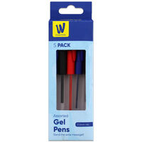 Works Essentials Assorted Coloured Gel Pens: Pack of 5