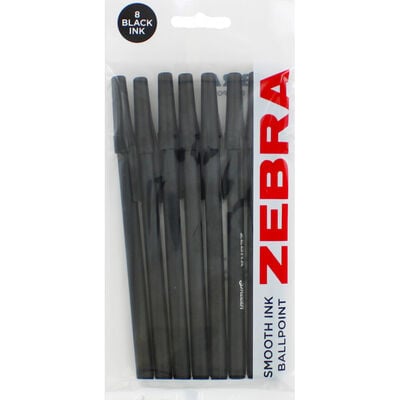 Zebra Smooth Black Ink Ballpoint Pens - 8 Pack image number 1