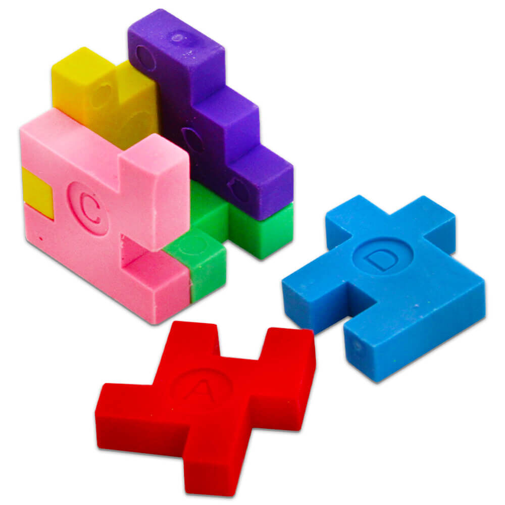 Pack of 12 Multicolored Puzzle Cube Eraser School Supplies for Kids 