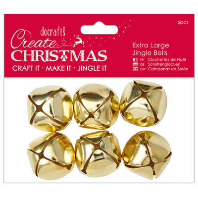 Large Gold Jingle Bells: Pack of 6 image number 1