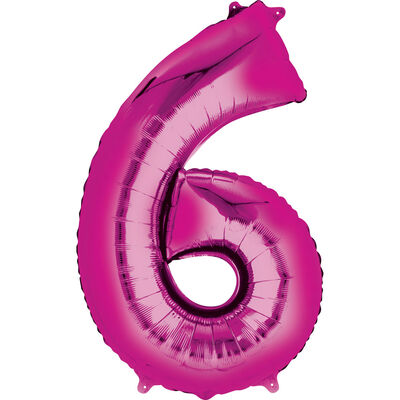 34 Inch Pink Number 6 Helium Balloon image number 1