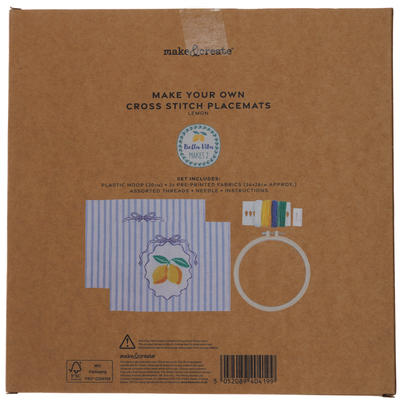 Bella Vita Make Your Own Cross Stitch Placemats Kit: Lemon image number 3