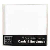 30 White Cards and Envelopes - 6 x 6 Inches