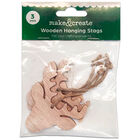 Wooden Hanging Stags: Pack of 3 image number 1