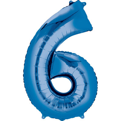 34 Inch Blue Number 6 Helium Balloon image number 1