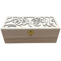 Flower Laser Cut Wooden Box with Clasp: 25 x 11 x 9cm