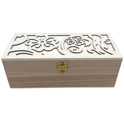 Flower Laser Cut Wooden Box with Clasp: 25 x 11 x 9cm image number 2