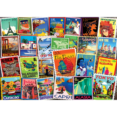 Vintage Travel Stamps 500 Piece Jigsaw Puzzle image number 2