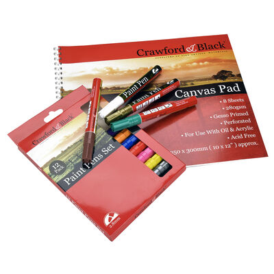 Canvas Pad and 12 Paint Pen Set image number 1