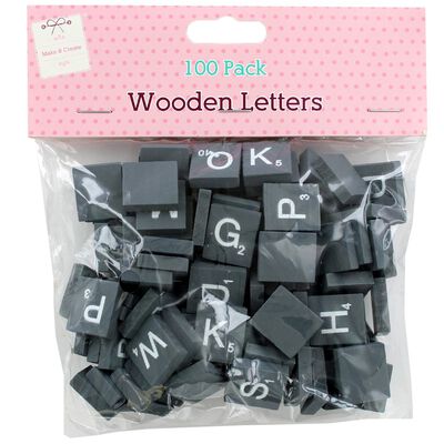 Grey Wooden Letter Tiles: Pack of 100 image number 1