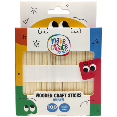 Natural Wooden Craft Sticks: Pack of 100 image number 1
