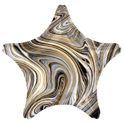19 Inch Marble Black Star Helium Balloon image number 1