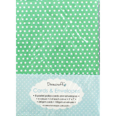8 Pastel Polka Dot Cards - 5 Inches x 7 Inches image number 1