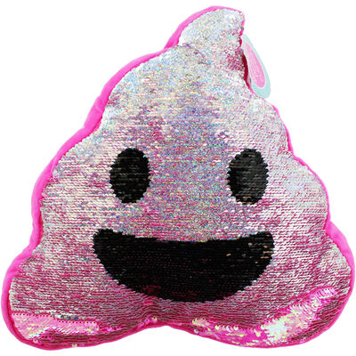 Reversible Sequin Poo Cushion - Pink image number 1