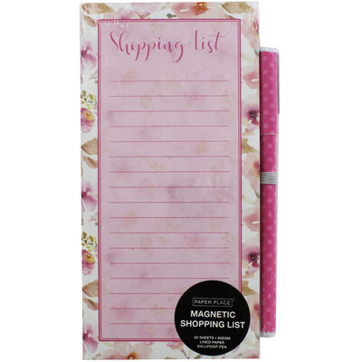 Floral Magnetic Shopping List Pad with Pen image number 1