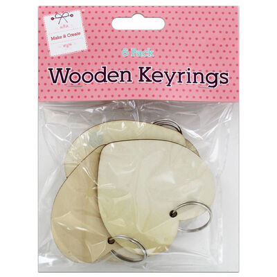 Wooden Craft Heart Keyrings: Pack of 6 image number 1