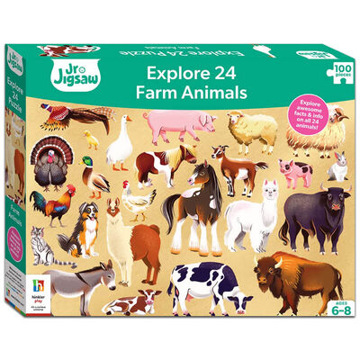 Junior Jigsaw Explore 24 100 Piece Jigsaw Puzzle: Farm Animals image number 1