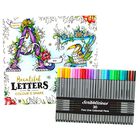 A to Z Beautiful Letters Colouring Book & Scribblicious Fine Line Coloured Pens Bundle image number 1