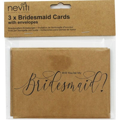 3 Kraft Bridesmaid Cards with Envelopes image number 1