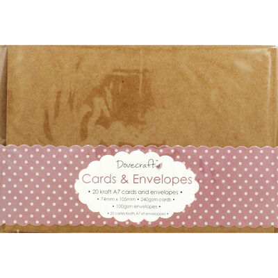 20 Brown Kraft Cards and Envelopes - 7cm x 10cm image number 1