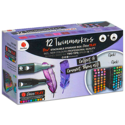 Deco Time Twinmarkers Purple Tones and Stackable Storage Box: Pack of 12 image number 1