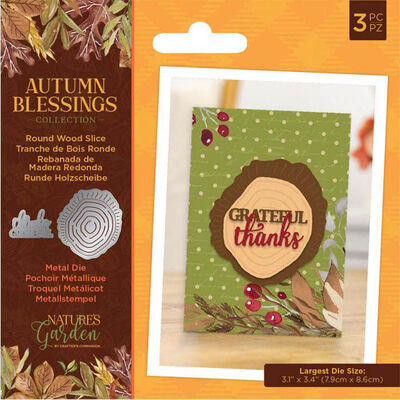 Crafter’s Companion Nature’s Garden Autumn Blessings Metal Die: Round Wood Slice image number 1