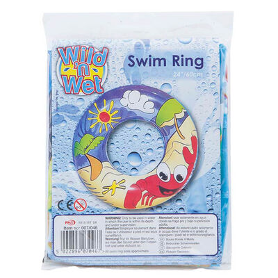 Wild N Wet Inflatable 24" Beach Print Swim Ring image number 1