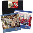 The Tavern 500 Piece & London Scenes 500 Piece Jigsaw Puzzle with Portapuzzle Standard Jigsaw Accessory Bundle image number 1