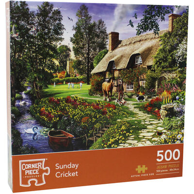 Sunday Cricket & Marina View 500 Piece Jigsaw Puzzle with Jigsaw Puzzle Storage & Sorter Tray Bundles image number 3