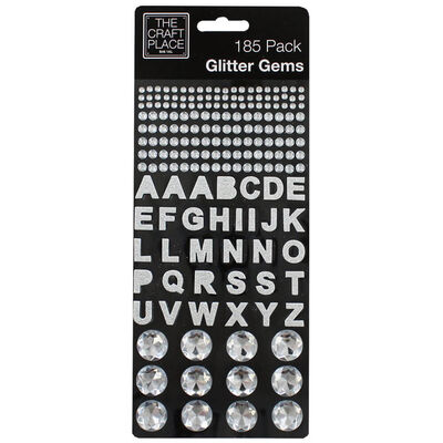Assorted Silver Glitter Gems: Pack of 185 image number 1