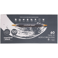 Crawford & Black Twin Tip Acrylic Brush Pens: Pack of 60